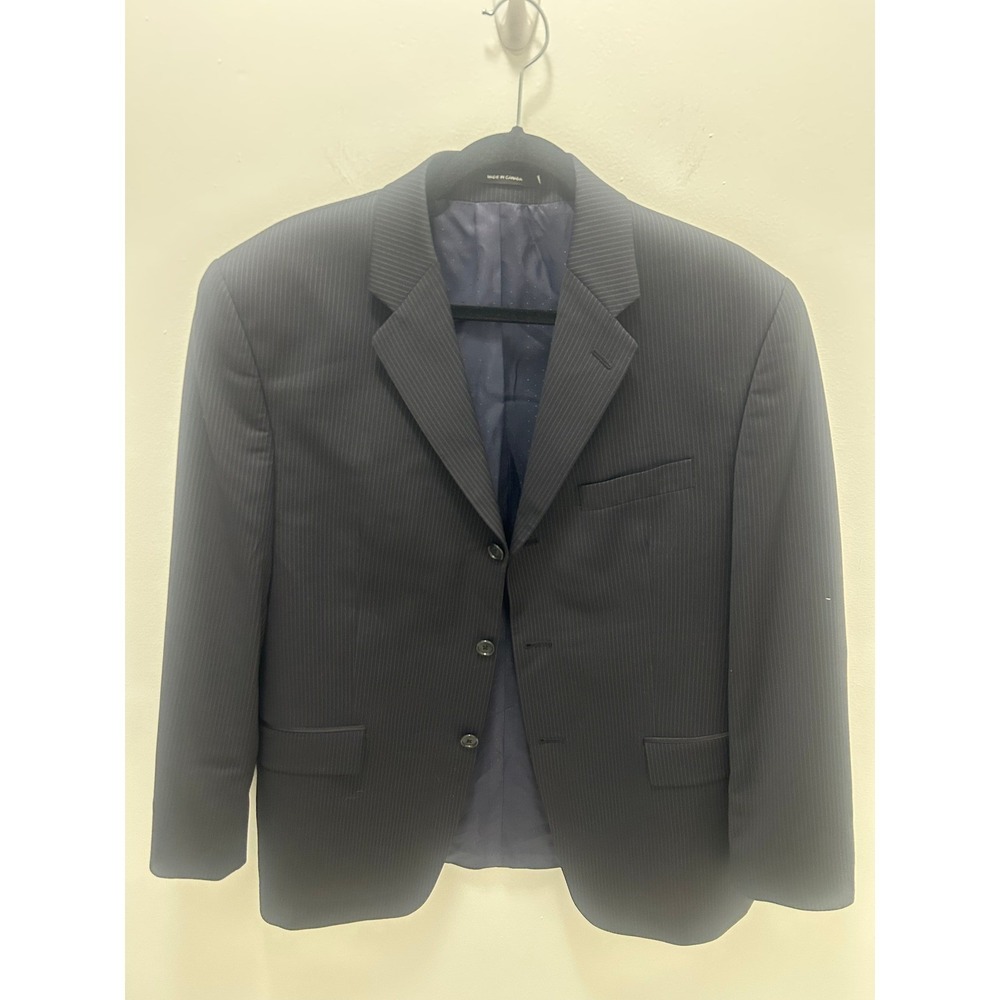 Calvin Klein Suit Navy Blue 100% Pure New Wool Made in Canada